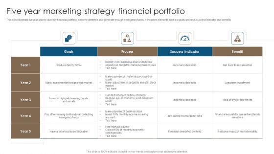 Five Year Marketing Strategy Financial Portfolio Professional PDF