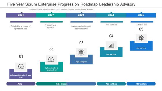 Five Year Scrum Enterprise Progression Roadmap Leadership Advisory Elements