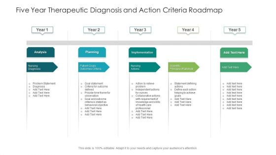 Five Year Therapeutic Diagnosis And Action Criteria Roadmap Slides