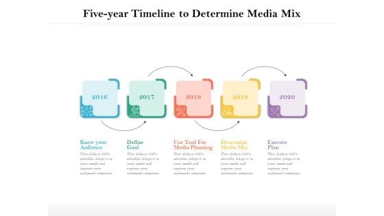 Five Year Timeline To Determine Media Mix Ppt PowerPoint Presentation Gallery Portfolio PDF Five Year Timeline To Determine Media Mix Ppt PowerPoint Presentation Gallery Portfolio PDF