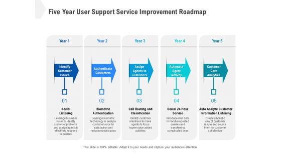 Five Year User Support Service Improvement Roadmap Icons