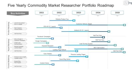 Five Yearly Commodity Market Researcher Portfolio Roadmap Elements