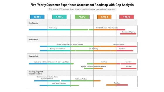 Five Yearly Customer Experience Assessment Roadmap With Gap Analysis Structure