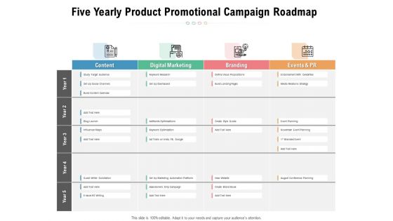 Five Yearly Product Promotional Campaign Roadmap Professional