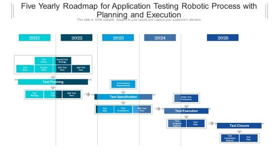 Five Yearly Roadmap For Application Testing Robotic Process With Planning And Execution Background Five Yearly Roadmap For Application Testing Robotic Process With Planning And Execution Background