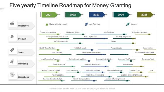 Five Yearly Timeline Roadmap For Money Granting Background