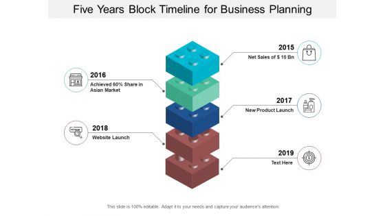 Five Years Block Timeline For Business Planning Ppt Powerpoint Presentation Portfolio Brochure