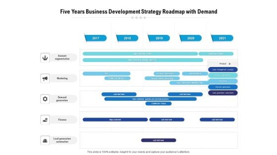 Five Years Business Development Strategy Roadmap With Demand Slides