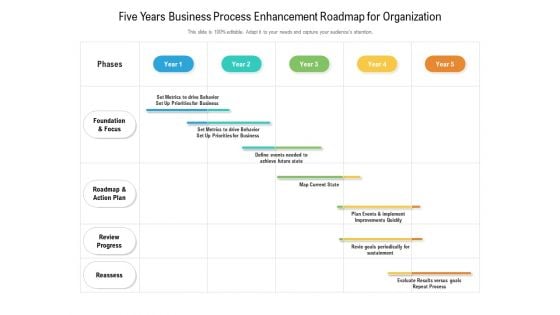 Five Years Business Process Enhancement Roadmap For Organization Structure