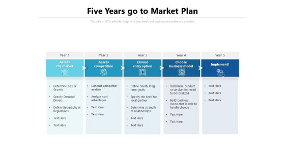 Five Years Go To Market Plan Ppt PowerPoint Presentation Gallery Design Ideas PDF