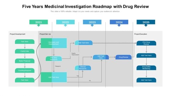 Five Years Medicinal Investigation Roadmap With Drug Review Portrait