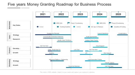 Five Years Money Granting Roadmap For Business Process Diagrams Five Years Money Granting Roadmap For Business Process Diagrams