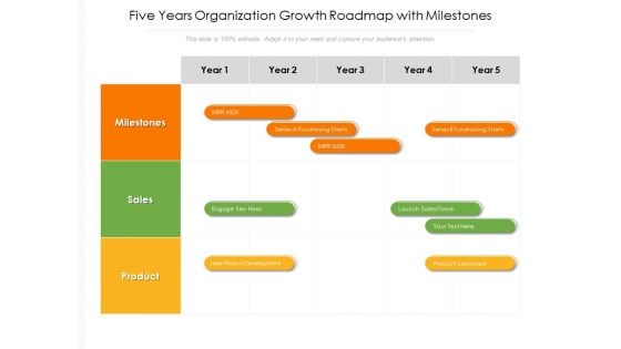 Five Years Organization Growth Roadmap With Milestones Introduction Five Years Organization Growth Roadmap With Milestones Introduction