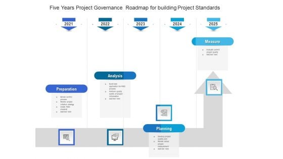 Five Years Project Governance Roadmap For Building Project Standards Mockup Five Years Project Governance Roadmap For Building Project Standards Mockup