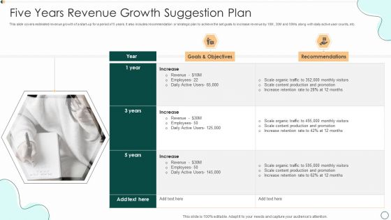 Five Years Revenue Growth Suggestion Plan Designs PDF