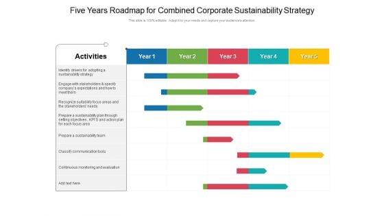Five Years Roadmap For Combined Corporate Sustainability Strategy Diagrams Five Years Roadmap For Combined Corporate Sustainability Strategy Diagrams