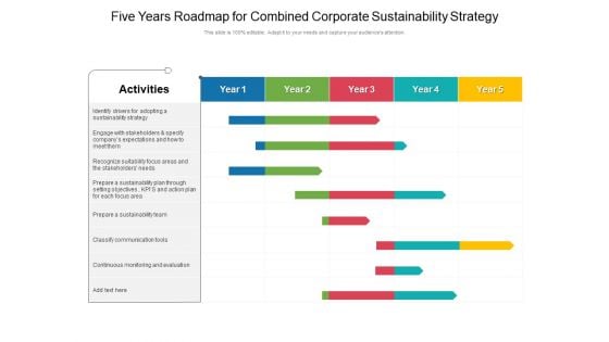 Five Years Roadmap For Combined Corporate Sustainability Strategy Diagrams