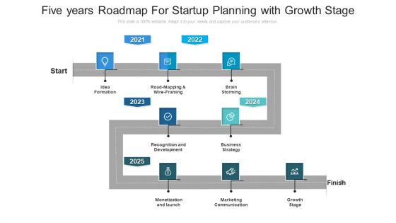 Five Years Roadmap For Startup Planning With Growth Stage Sample