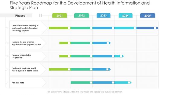 Five Years Roadmap For The Development Of Health Information And Strategic Plan Formats
