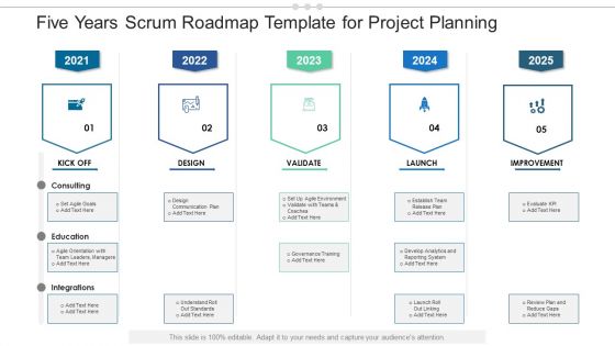 Five Years Scrum Roadmap Template For Project Planning Background