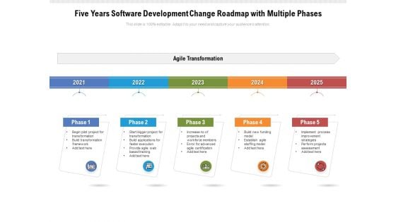 Five Years Software Development Change Roadmap With Multiple Phases Diagrams