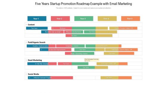 Five Years Startup Promotion Roadmap Example With Email Marketing Elements