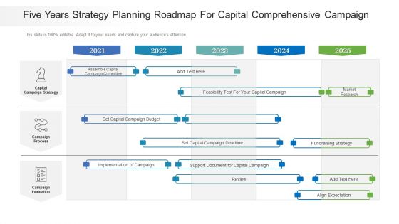 Five Years Strategy Planning Roadmap For Capital Comprehensive Campaign Slides Five Years Strategy Planning Roadmap For Capital Comprehensive Campaign Slides