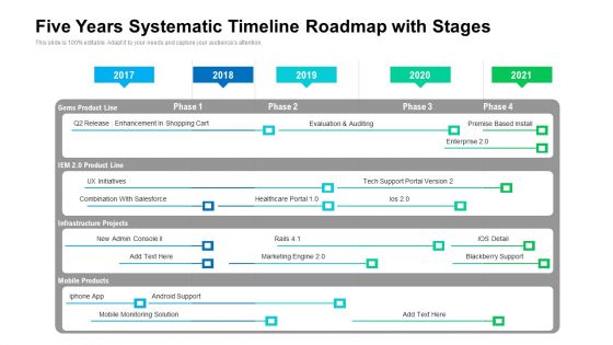 Five Years Systematic Timeline Roadmap With Stages Microsoft