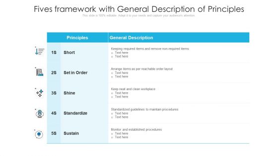 Fives Framework With General Description Of Principles Ppt Inspiration Model PDF