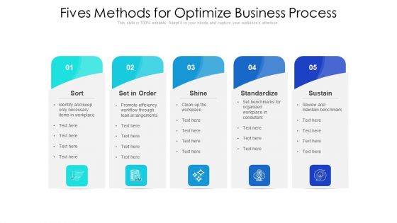 Fives Methods For Optimize Business Process Ppt Pictures Example Topics PDF