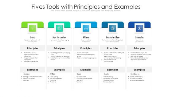 Fives Tools With Principles And Examples Ppt Icon Sample PDF