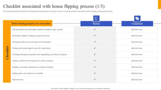 Fix And Flip Method For Renovating Real Estate Checklist Associated With House Flipping Process Demonstration PDF