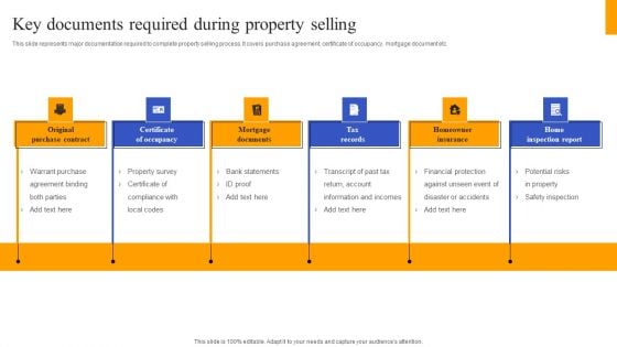 Fix And Flip Method For Renovating Real Estate Key Documents Required During Property Selling Infographics PDF