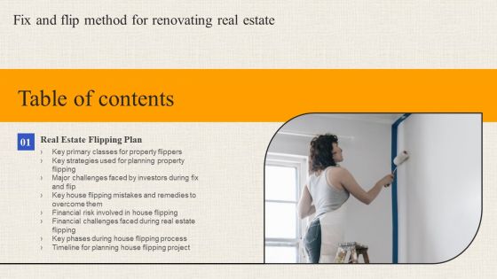 Fix And Flip Method For Renovating Real Estate Table Of Contents Sample PDF