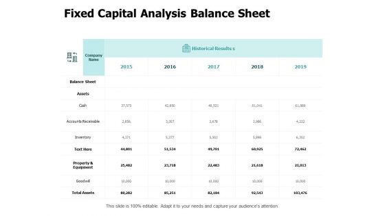 Fixed Capital Analysis Balance Sheet Ppt PowerPoint Presentation Icon Example File