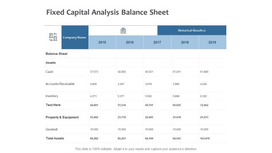 Fixed Capital Analysis Balance Sheet Ppt PowerPoint Presentation Inspiration Elements