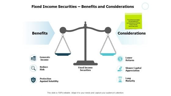 Fixed Income Securities Benefits And Considerations Ppt PowerPoint Presentation File Good