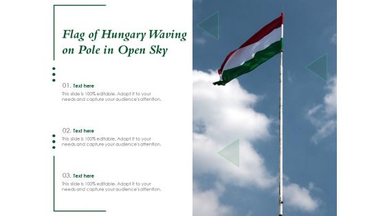 Flag Of Hungary Waving On Pole In Open Sky Ppt PowerPoint Presentation Gallery Graphics Download PDF