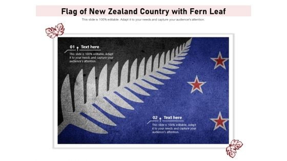 Flag Of New Zealand Country With Fern Leaf Ppt PowerPoint Presentation Show Picture PDF