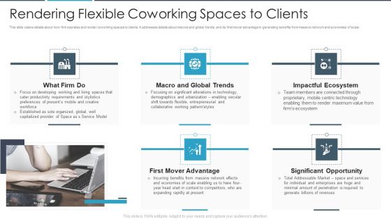 Flexbile Workspace Rendering Flexible Coworking Spaces To Clients Demonstration PDF