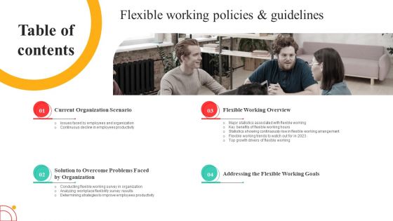 Flexible Working Policies And Guidelines Tables Of Content Mockup PDF
