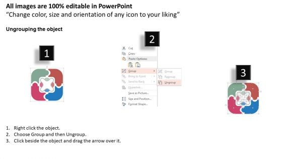 Flow Of Four Puzzle Steps With Icons PowerPoint Template