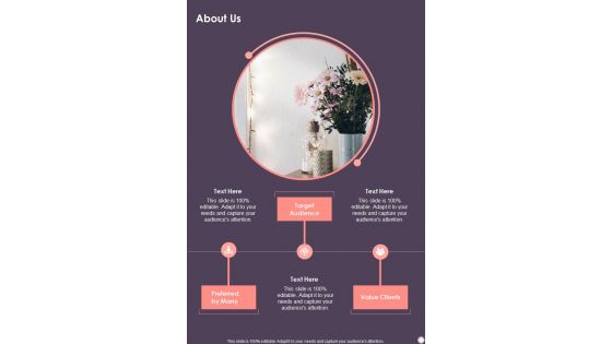 Flower Decoration Business Proposal About Us One Pager Sample Example Document