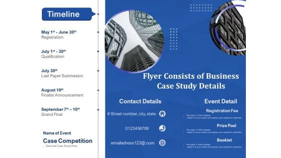 Flyer Consists Of Business Case Study Details Ppt PowerPoint Presentation File Portfolio PDF