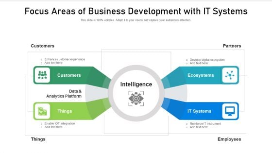 Focus Areas Of Business Development With It Systems Ppt Infographics Images PDF