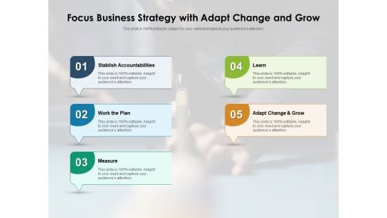 Focus Business Strategy With Adapt Change And Grow Ppt PowerPoint Presentation Gallery Slide Download PDF