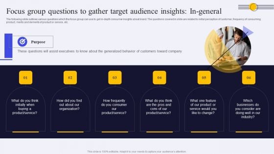 Focus Group Questions To Gather Target Audience Insights In General Ppt PowerPoint Presentation File Professional PDF