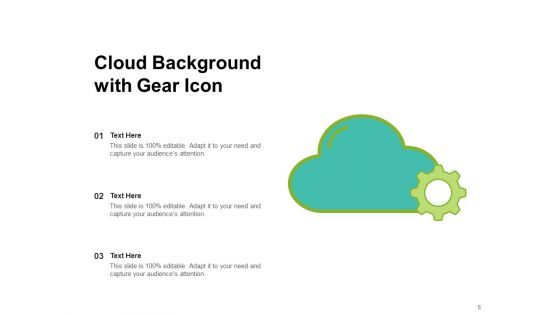 Fogginess Theme Arrow Inside Cloud Analytics Gear Icon Ppt PowerPoint Presentation Complete Deck