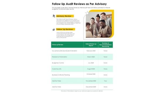Follow Up Audit Reviews As Per Advisory One Pager Documents Follow Up Audit Reviews As Per Advisory One Pager Documents