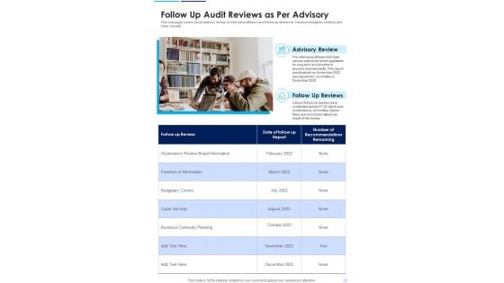 Follow Up Audit Reviews As Per Advisory Template 172 One Pager Documents Follow Up Audit Reviews As Per Advisory Template 172 One Pager Documents